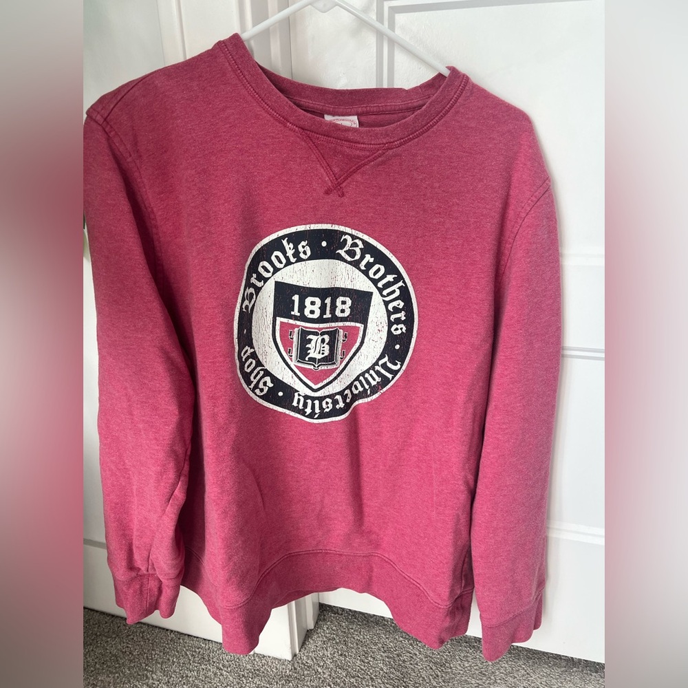 Brooks Brothers Logo Crew Neck Sweatshirt in Large Red